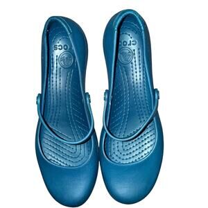 Crocs Alice Work Blue Mary Jane ballet Flats, women’s Size 8 EUC